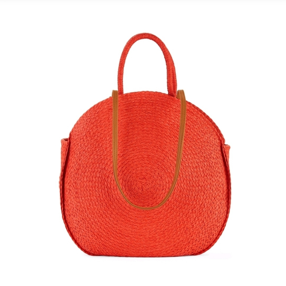 Straw Circle Tote Handbag